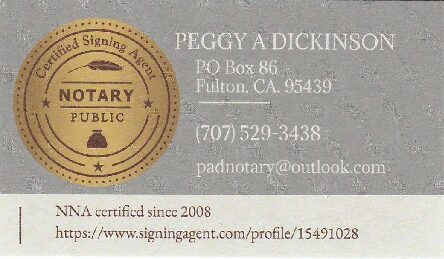 Peggy Dickinson, Notary Public